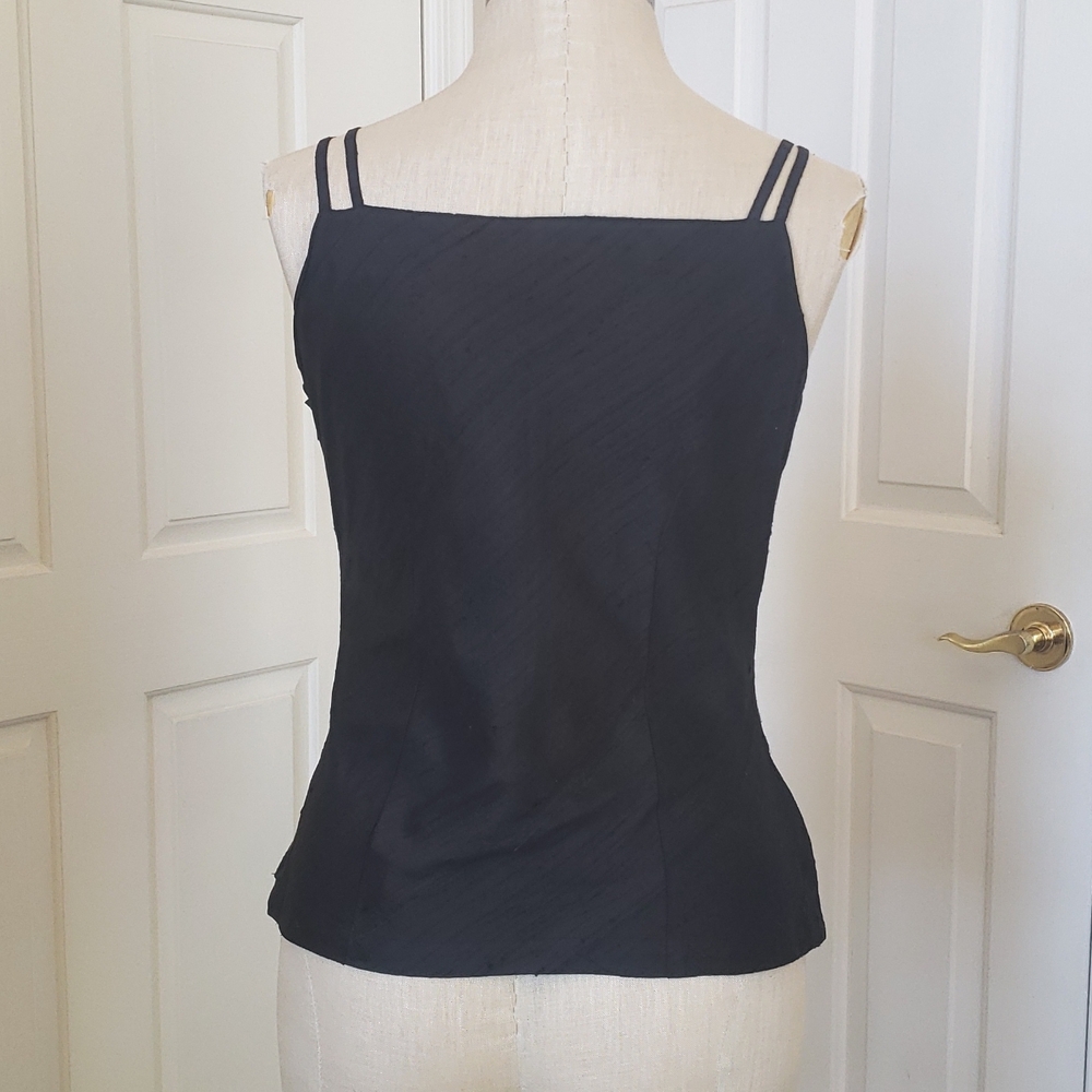 Vintage Luxe Beaded Black Silk Camisole – Peacock Feather Artistry - Picture 6 of 14